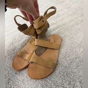 Free People Tan Leather Sandals